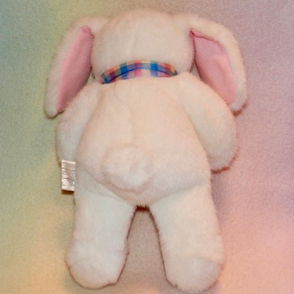 HALLMARK WHITE LONG EAR PLUSH BUNNY * BROWN EYES * PINK NOSE * 9 IN TALL * - Picture 3 of 3
